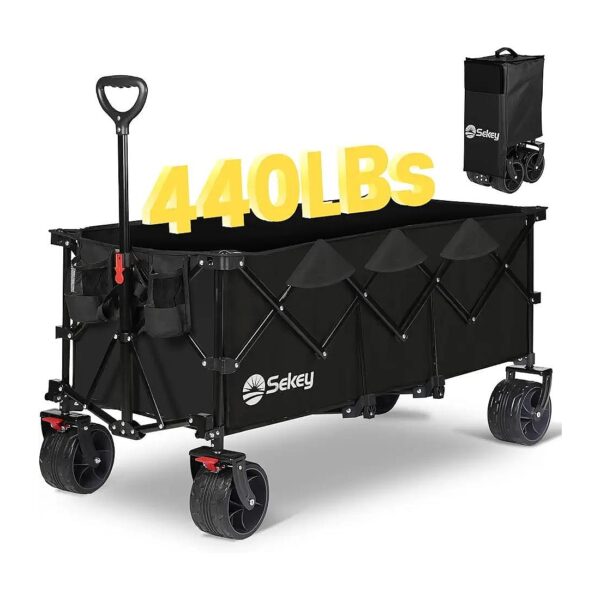 Large Capacity 2'' x 4'' x 2'' Storage Wagon with All-Terrain Wheels and Brake