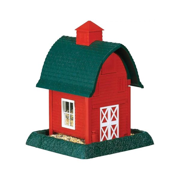 Large Capacity Birdfeeder in Red Barn Style with Pole Mount Options