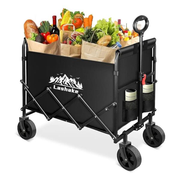 Large Capacity Collapsible Wagon for Grocery Shopping, Camping, and Outdoor Activities