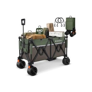 Large Capacity Collapsible Wagon with Wider Wheels for Beach, Campsites, and More