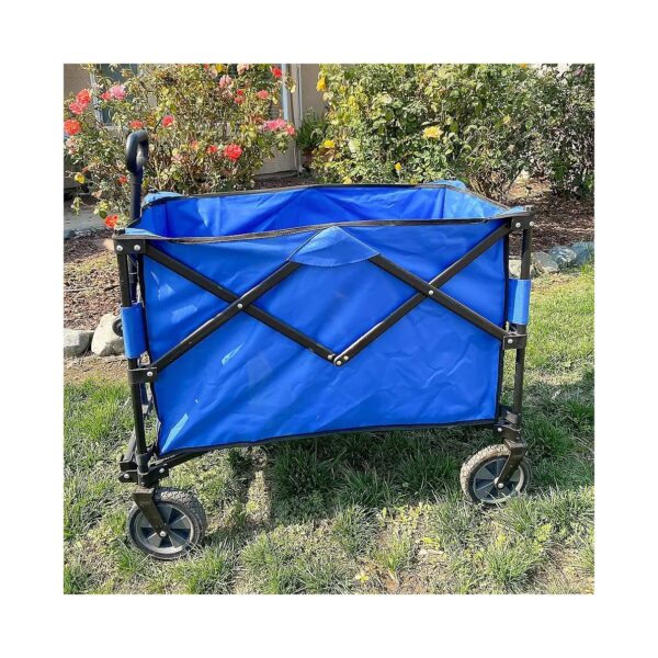 Large Capacity Foldable Wagon with All-Terrain Wheels Blue