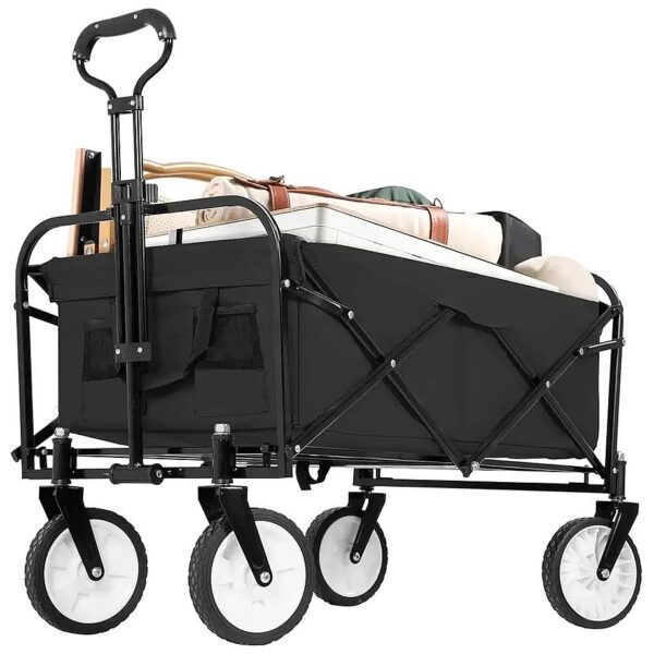 Large Capacity Folding Wagon with Adjustable Handle and Compact Design for Easy Storage