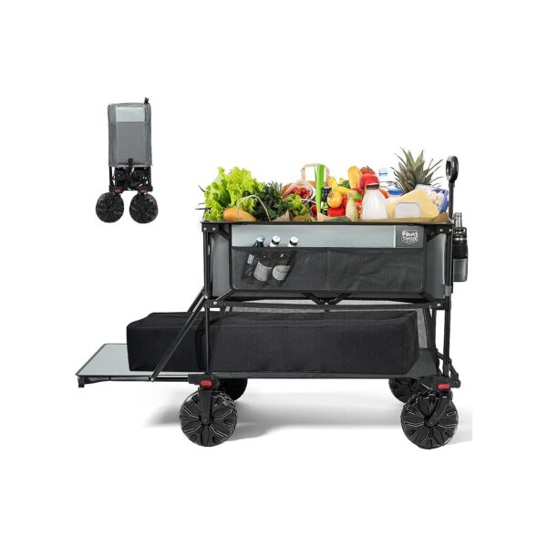 Large Capacity Folding Wagon with All-Terrain Wheels for Various Activities