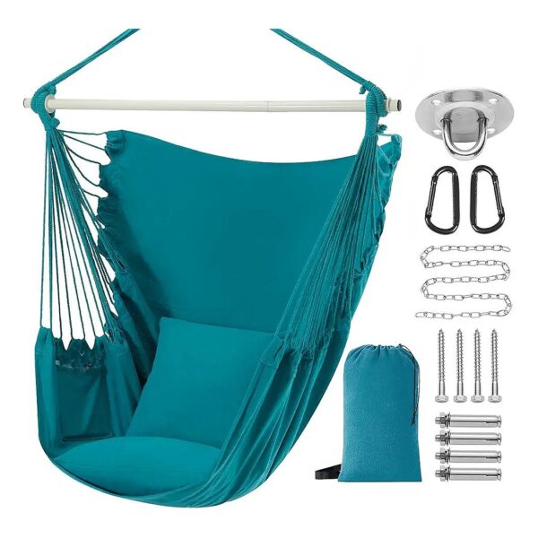 Large Capacity Hammock Chair with Adjustable Headrest, 2 Cushions, and Anti-Slip Grooves