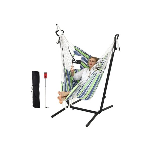 Large Capacity Hammock Chair with Adjustable Height and Mobile Phone Support