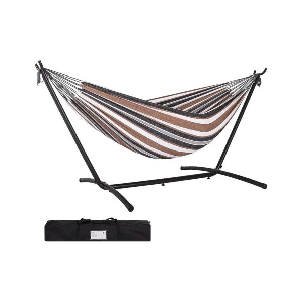 Large Capacity Outdoor Hammock with Charcoal Steel Stand and Water-Resistant Fabric