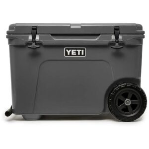 Large Capacity Wheeled Cooler with Impact-Resistant Wheels and Rotomolded Construction