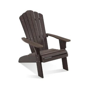 Large Dark Brown Poly Lumber Adirondack Chair with Weather Resistant Back and Armrests