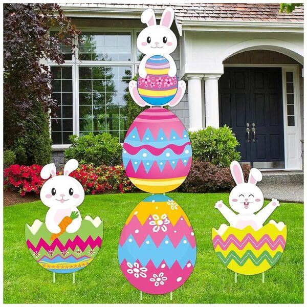 Large Easter Yard Signs Decorations Egg Bunny Outdoor Lawn Decorations