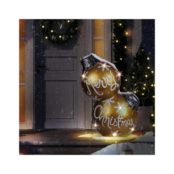 Large Gold Finish Merry Christmas Ornaments with LED Lights and Timer for Extended Use