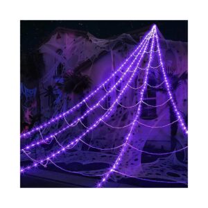 Large LED Halloween Spider Web Light up Decorations with 8 Lighting Modes