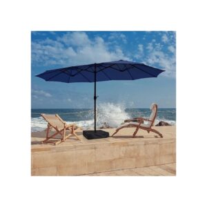 Large Outdoor Double Sided Patio Umbrella with Crank Handle and Table Coverage