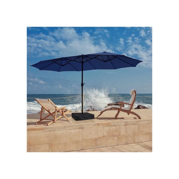 Large Outdoor Double Sided Patio Umbrella with Crank Handle and Table Coverage