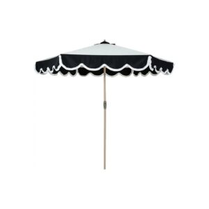 Large Patio Umbrella with Round Shape, Water-Resistant Canopy, and Durable Wood Pole