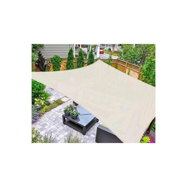 Large Polyethylene Rectangle Patio Shade Sail for Outdoor Activities, Cream