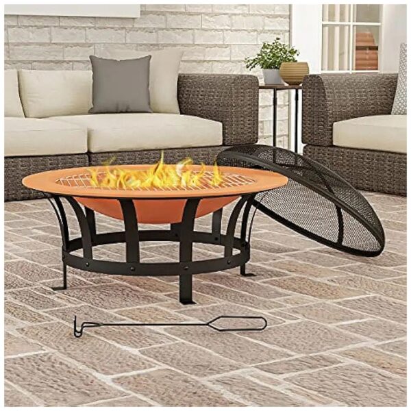 Large Portable Wood Burning Fire Pit for Patio, Deck, or Backyard