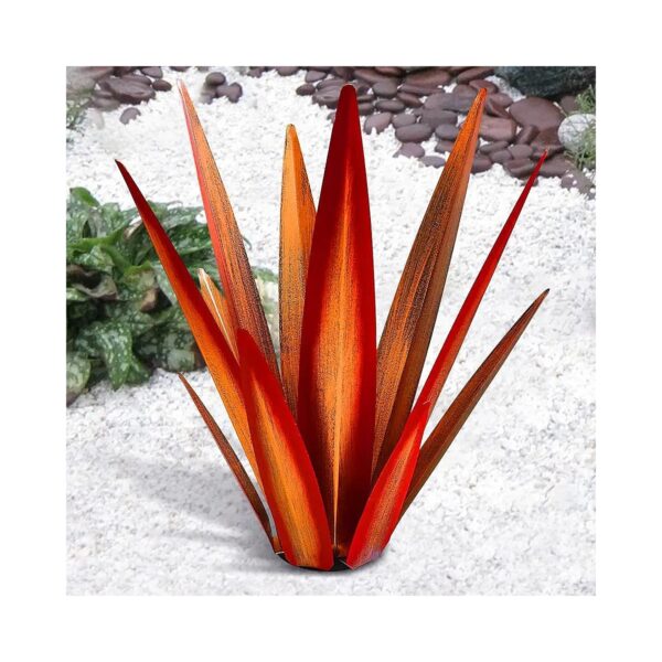 Large Red Metal Agave Plant Statue for Outdoor Garden Patio Decoration