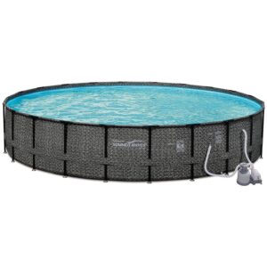 Large Round Pool Set with Pool Cover, Ladder, and Sand Filter Pump for Summer Fun