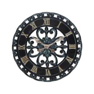 Large Round Verdigris Wall Clock for Indoor or Outdoor Use, 5 Inches