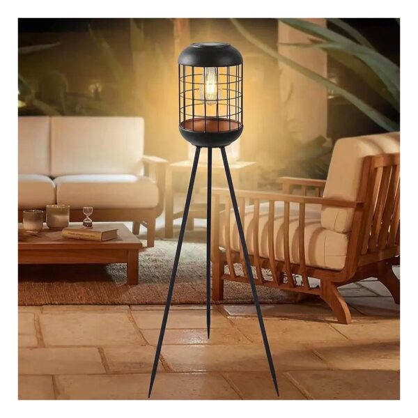 Large Solar Powered Outdoor Lantern Floor Lamp with Metal Legs for Patio Decor