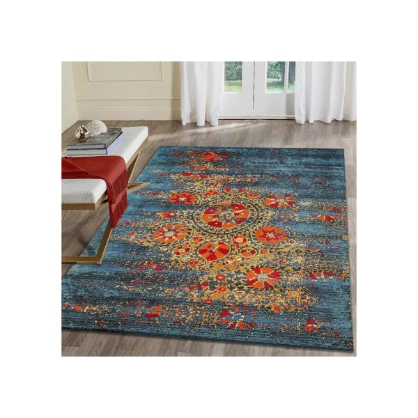 Large Suzanine Blue Rug for Patio or Indoor Spaces with Comfortable Surface