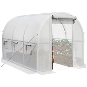 Large Walk-in Greenhouse with PE Fabric and Zipper Doors for Backyard Gardening