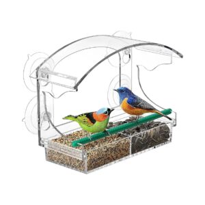 Large Window Bird Feeder with Detachable Tray and Suction Cups for Multiple Window Types