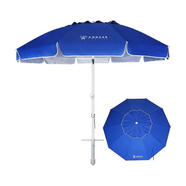 Large Windproof Beach Umbrella with UPF50+ UV Protection for Patio Garden Backyard Pool