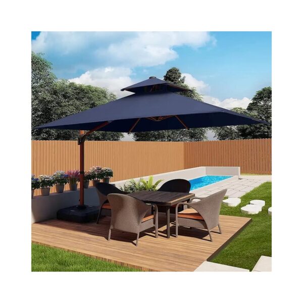 Large Windproof Patio Umbrella with 360-Degree Rotation and Sunbrella Fabric