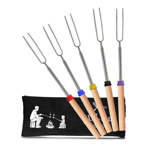 Lasting 5-Pack of Stainless Steel Marshmallow Roasting Sticks for Camping