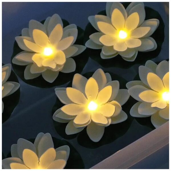 Lasting Waterproof Floating Lotus Lights for Pool, Pond, and Fountain Decoration