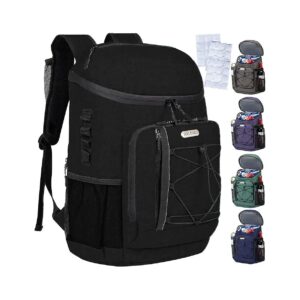 Leak Proof Insulated Backpack Cooler with Reusable Ice Packs and Compact Design