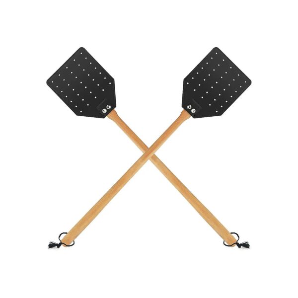 Leather Fly Swatter for Indoor and Outdoor Bug Swatting 2 Pack Black