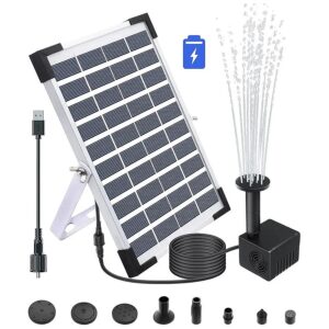 Lewisia Style Solar Water Fountain Pump with Large Collector and USB Cable for Night Use