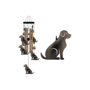 Lifelong Enjoyment Dog Wind Chimes with 4 Bronze Tubes and 4 Bells for Home Garden Decor