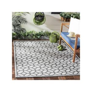 Light Grey Charcoal Geometric Indoor Outdoor Rug 4x6 Easy Cleaning Synthetic Fiber