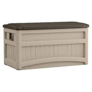 Light Taupe Plastic Outdoor Storage Box for Patio, Deck, and Yard