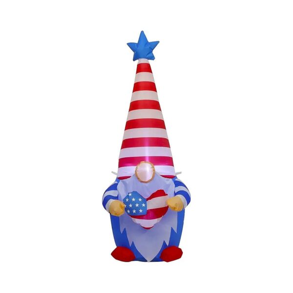 Lighted Inflatable Patriotic Gnome for 4th of July Independence Day Celebration