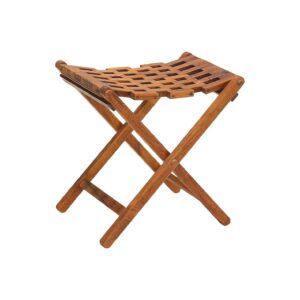 Lightweight Mosaic Folding Stool in Genuine Teak Wood