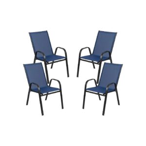 Lightweight Navy Metal Frame Outdoor Chair Sets for Easy Storage