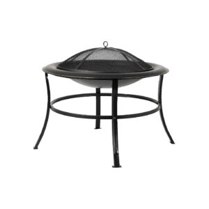 Lightweight and Portable 30-Inch Metal Round Wood Burning Fire Pit with Curved Legs