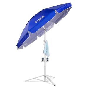 Lightweight and Portable Blue Sun Umbrella with Tripod Stand for Camping and Sports