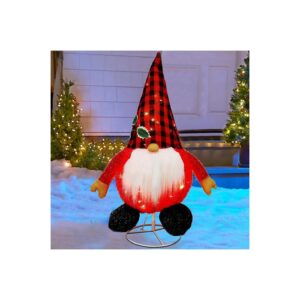 Lit Christmas Gnome with Built-in Warm White LEDs for Holiday Decor