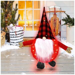 Lit Pop-up Garden Gnome with LED Lights for Christmas Holiday Decor