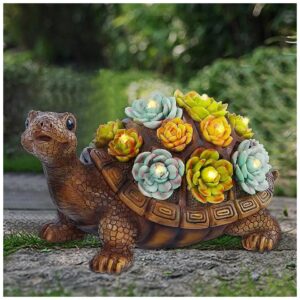 Lit Turtle Garden Figurine for Yard and Lawn Decorations with LED Lighting