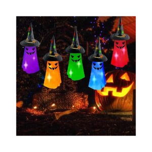 Long LED Halloween Decoration Kit with Hanging Witch Hat and Ghost Lights