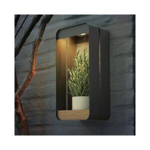 Look Black LED Solar Powered Wall Sconce Planter for Patio, Porch, or Backyard