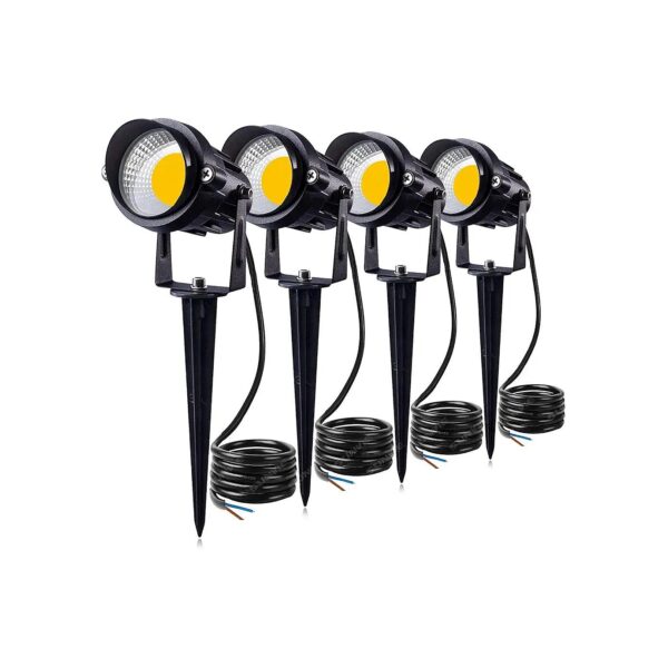 Low Voltage Outdoor Spotlights with 4 Pack LED Lights and Spike Stand