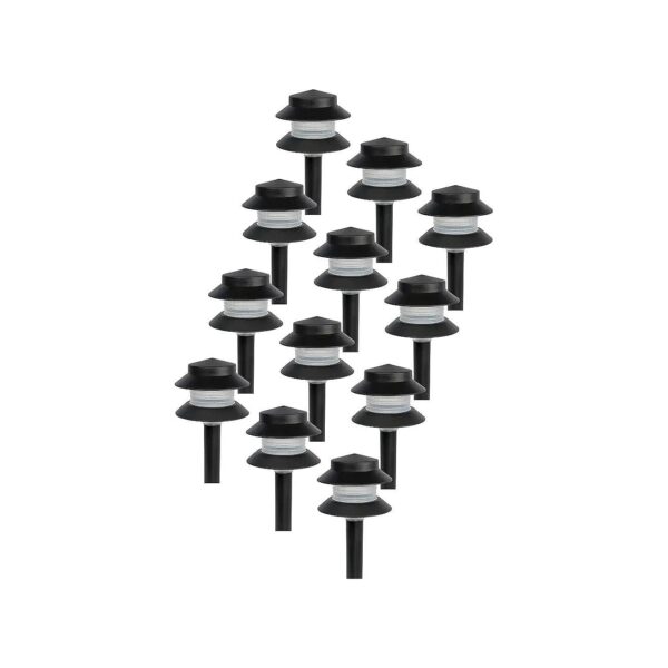 Low Voltage Plastic Pathway Lights, Black, 12 Pack, Waterproof Finish