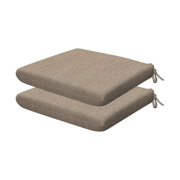 Low-Maintenance Textured Solid Birch Tan Outdoor Chair Cushion Set, 18" x 5